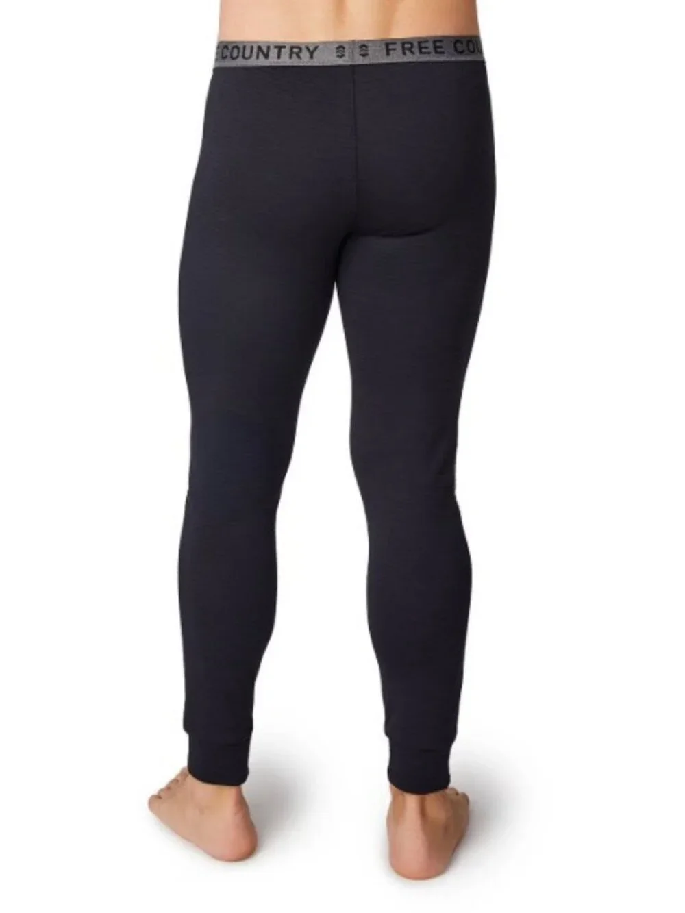 Free Country Men's Force Grid Fleece Base Layer Bottoms -Black-Size Medium-NWT